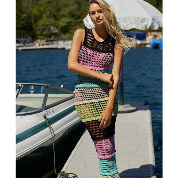 NWT! PQ Swim Midnight Perry Crochet Knit Maxi Dress  - Size XS/S - Picture 1 of 9